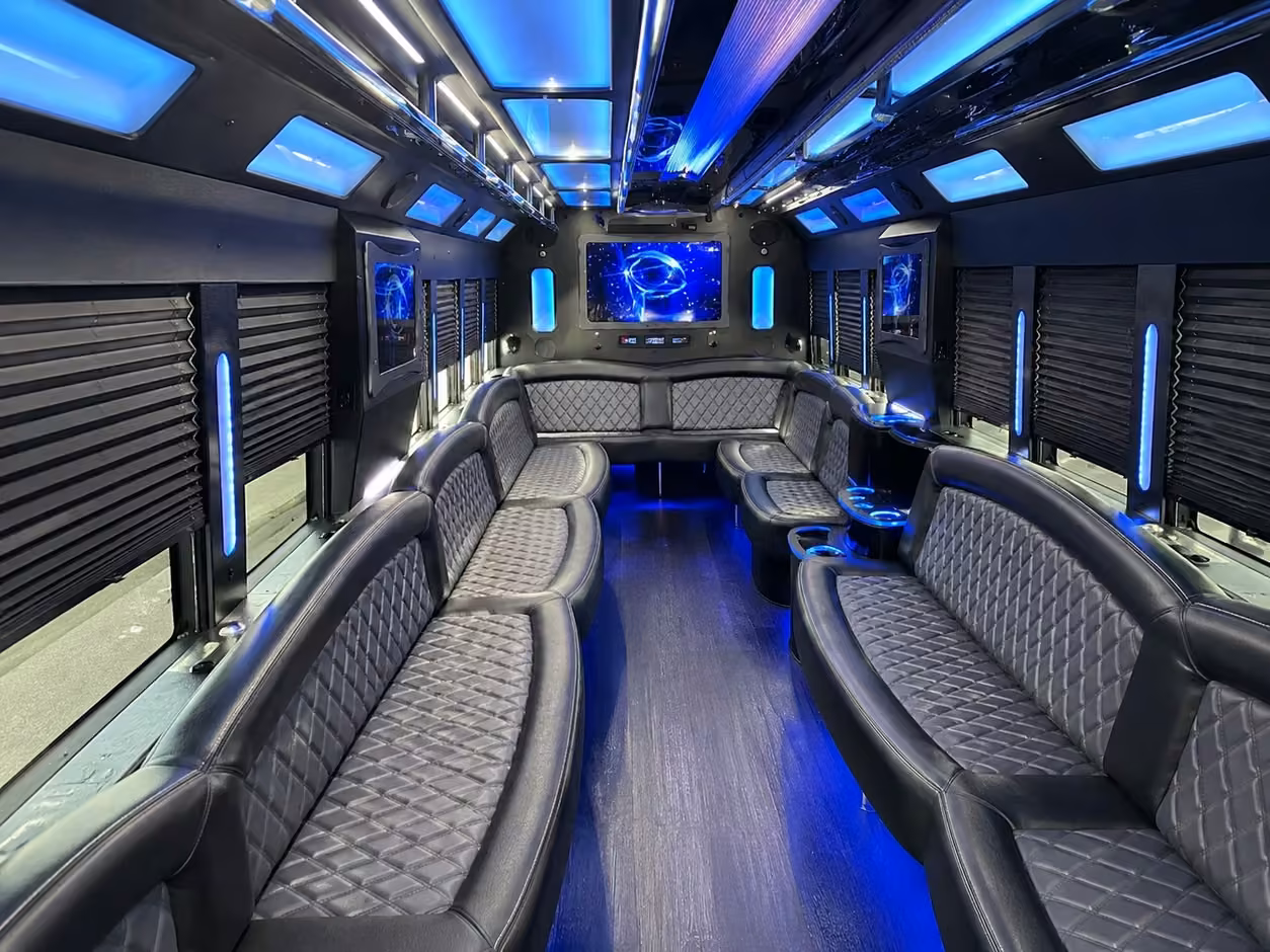 15 passenger party bus interior