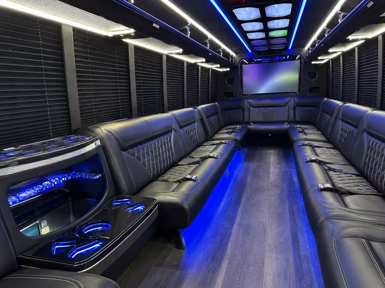 20 passenger party bus inside